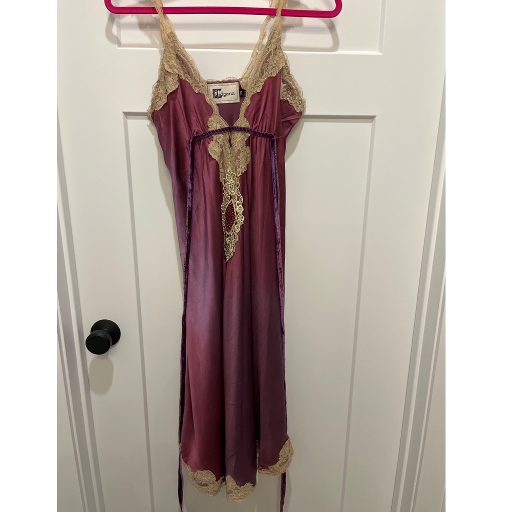 Cigana Hand Died Silk and Lace Dress